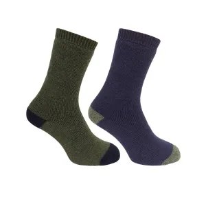 1904 Country Short Sock Twin Pack - Dark Green/Dark Navy by Hoggs of Fife