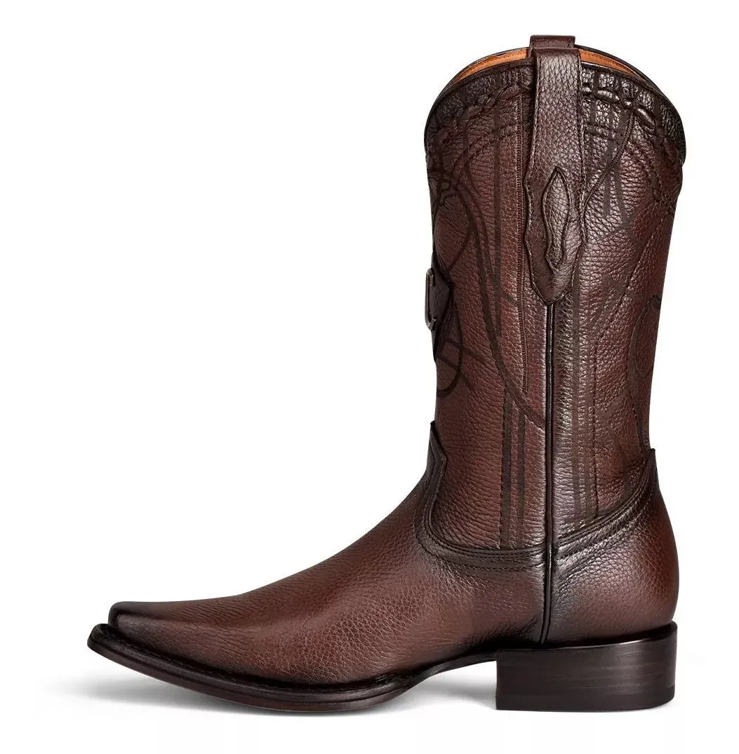 1B1NVE- Cuadra chestnut dress cowboy deer leather boots for men