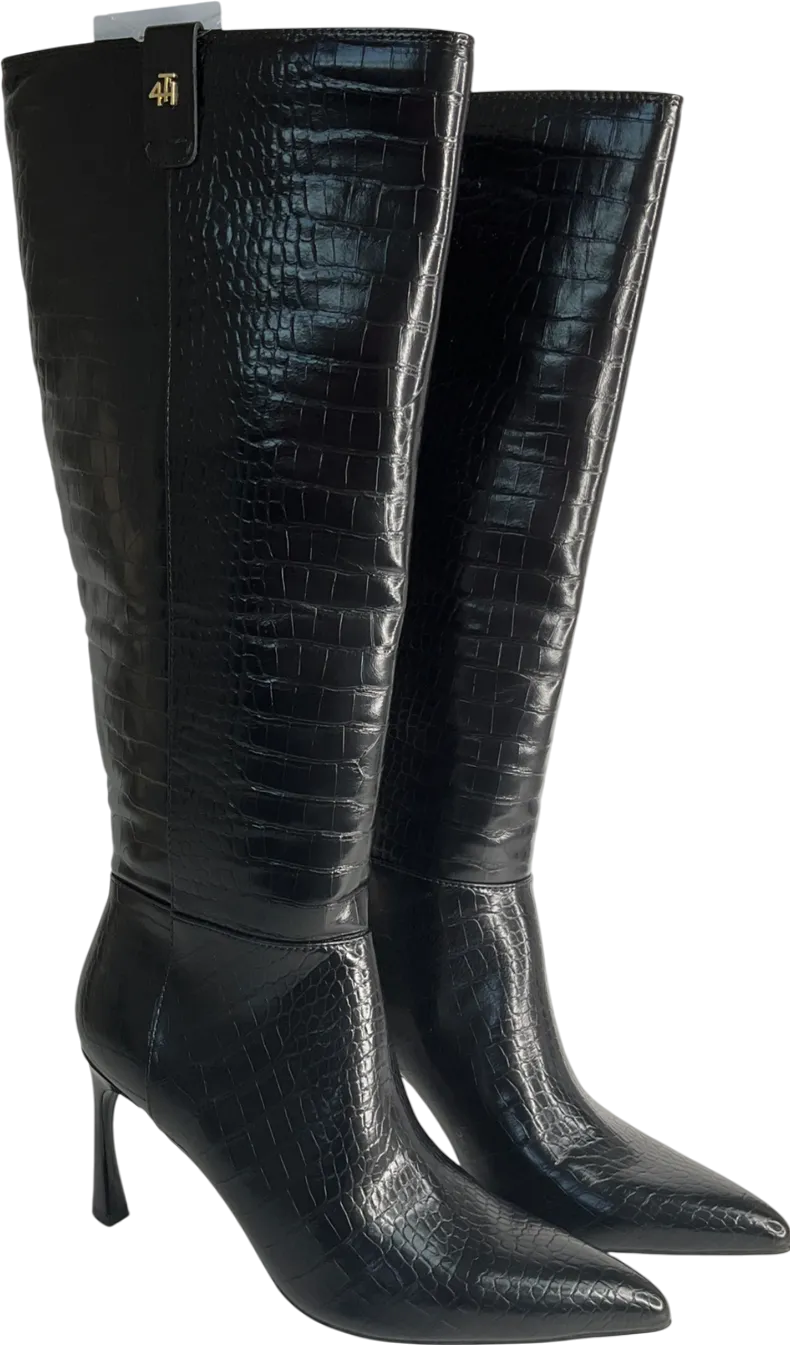 4th & Reckless Pointed Knee High Boots In Black Croc UK 7 EU 40 👠