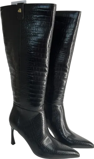 4th & Reckless Pointed Knee High Boots In Black Croc UK 7 EU 40 👠