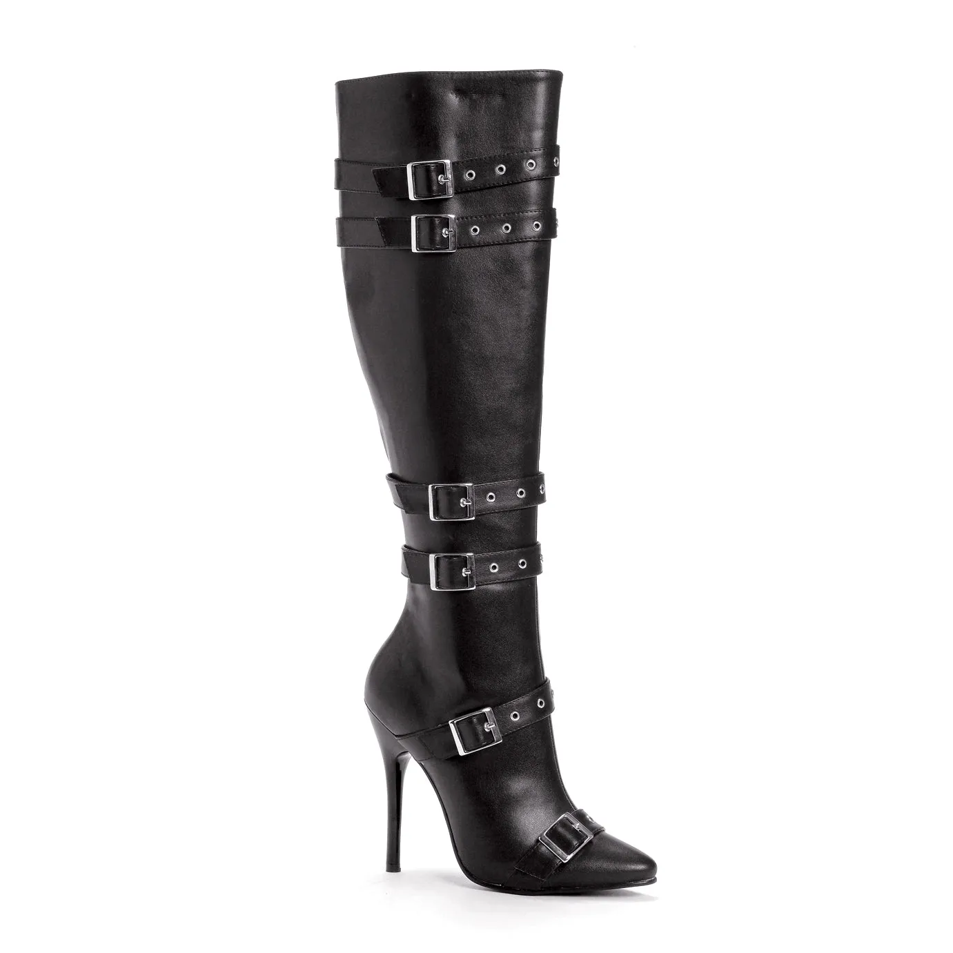 5 Heel Knee High Boots With Buckles and  Inner Zipper