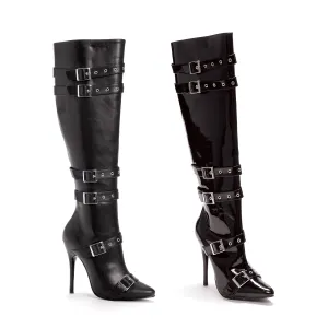 5 Heel Knee High Boots With Buckles and  Inner Zipper