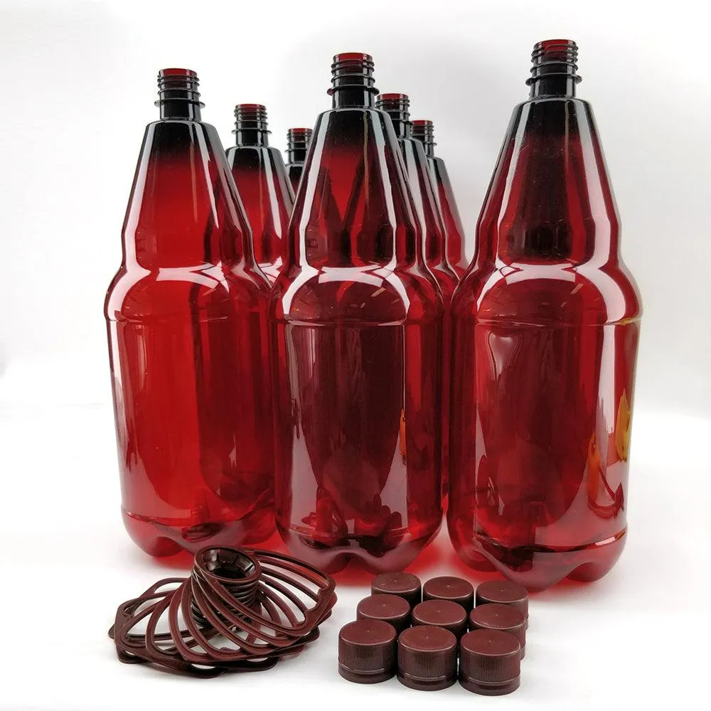 9 x 2500mL PET Amber Brown Bottles with Screw Caps and Handles