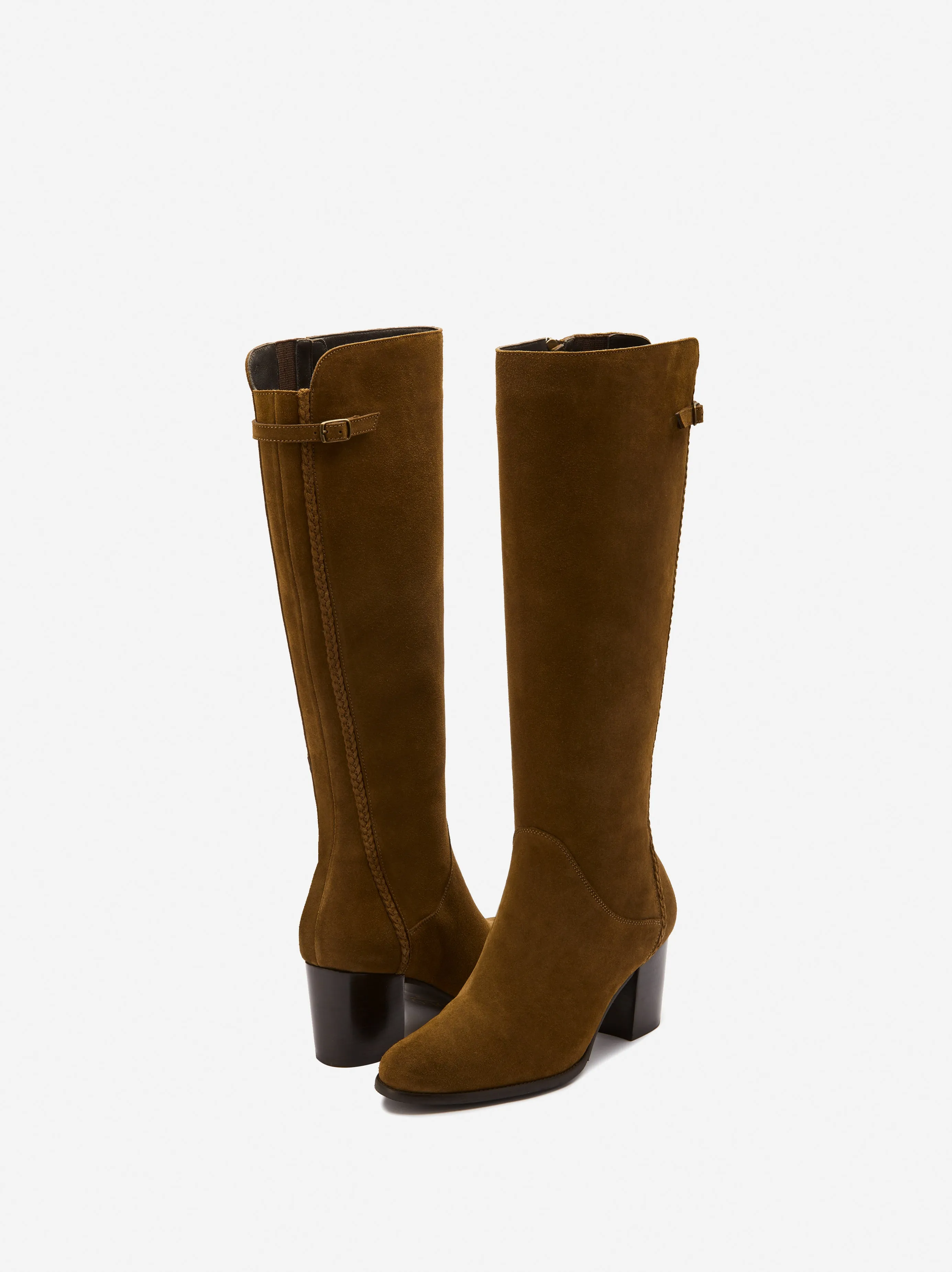 Adie Knee High Boots in Tan Suede