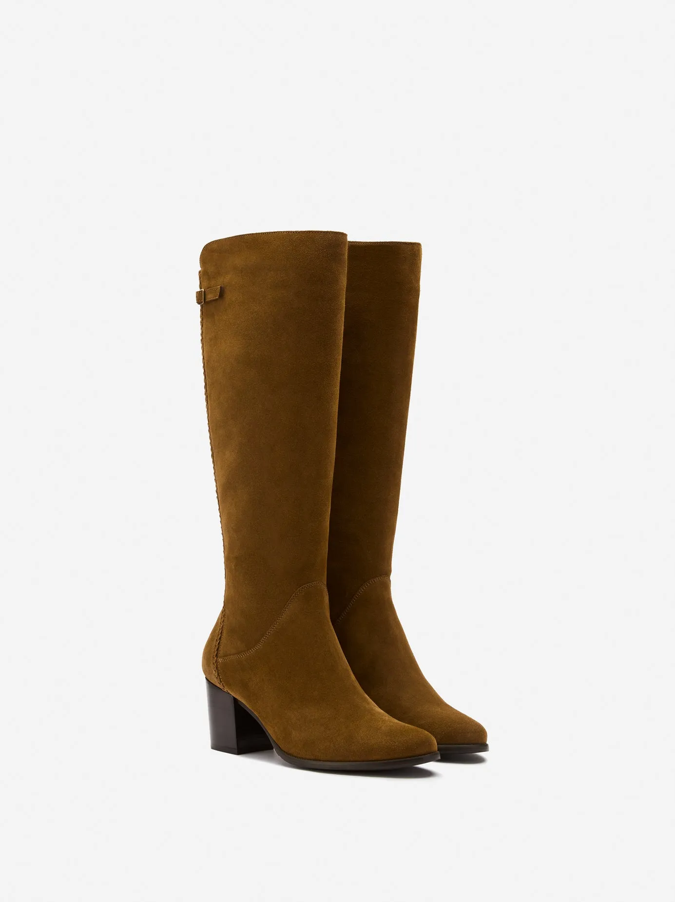 Adie Knee High Boots in Tan Suede