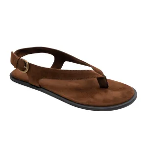 Aida Luxe Thong-Strap Vegan Suede Brown Women Sandals