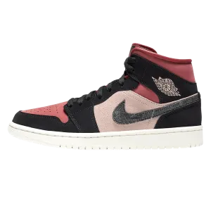 Air Jordan 1 Wmns Mid 'Burgundy Dusty Pink'