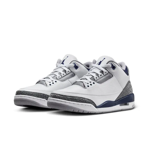 Air Jordan 3 Retro 'Midnight Navy' Sneakers, White