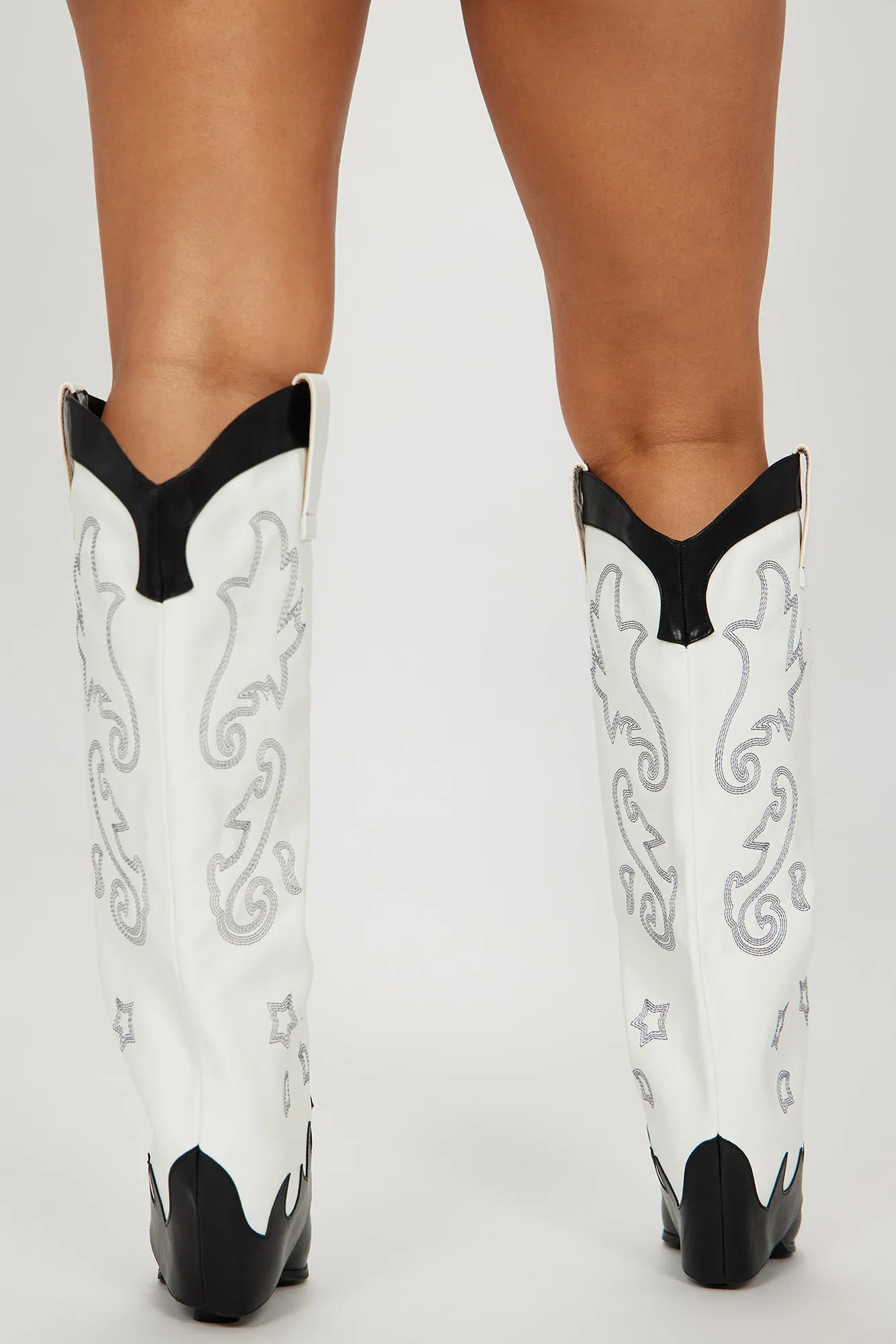 Always Ahead Knee High Boots - Black/White