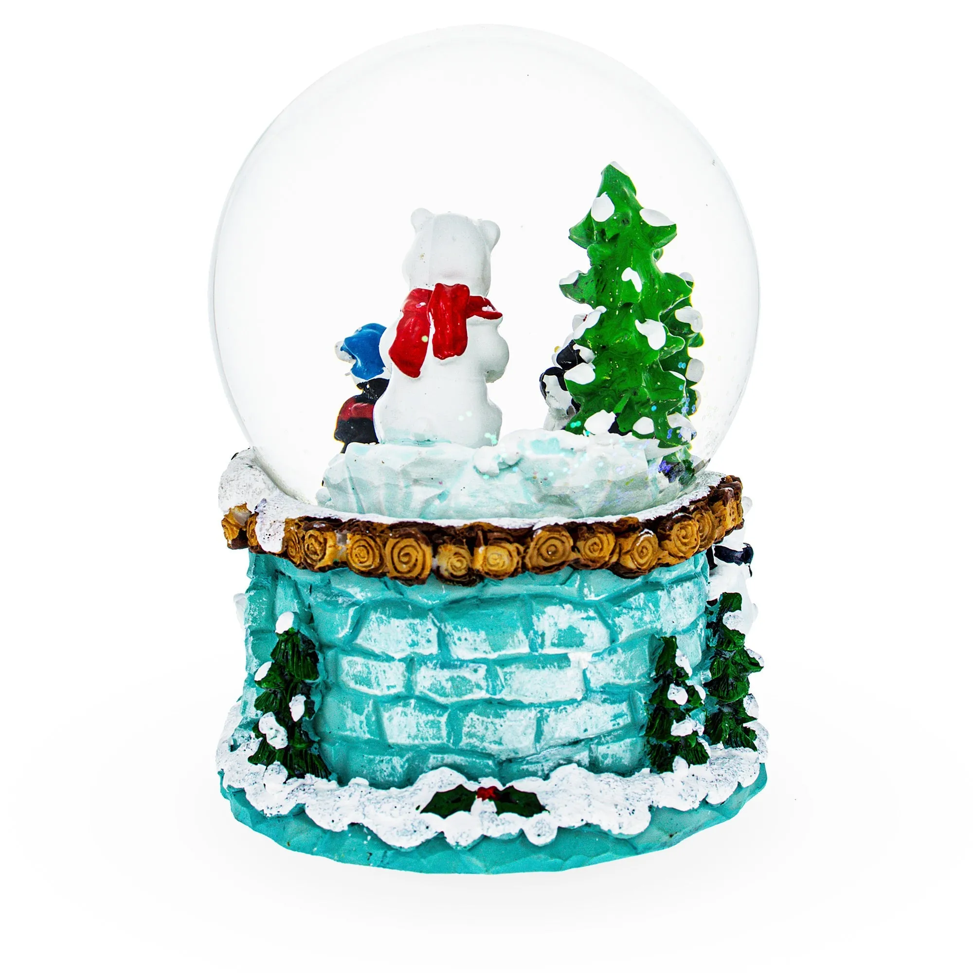 Arctic Fishing Expedition: Musical Christmas Water Snow Globe With Polar Bear And Penguins