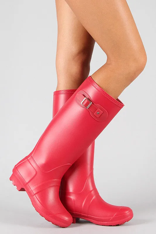 Bamboo Round Toe Knee High Rain Boot