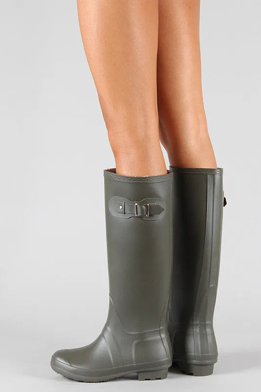 Bamboo Round Toe Knee High Rain Boot