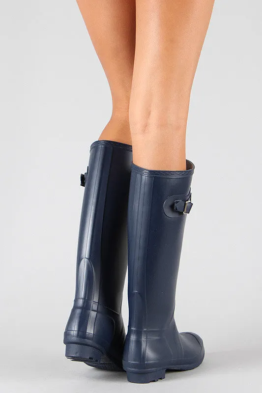 Bamboo Round Toe Knee High Rain Boot