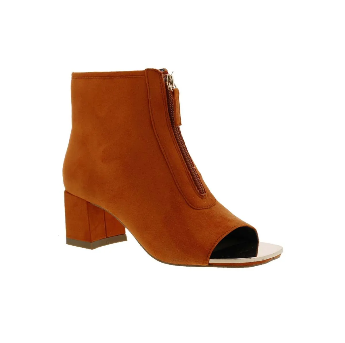 Bellini Jaded Women Open-toed Ankle Booties In Orange Microsuede