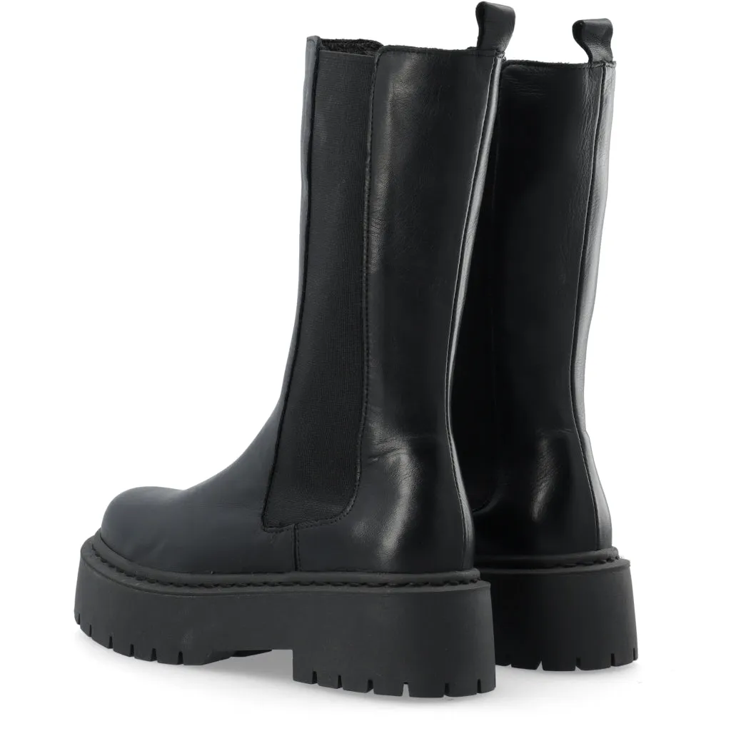 Biadeb Black Long Leather Boots