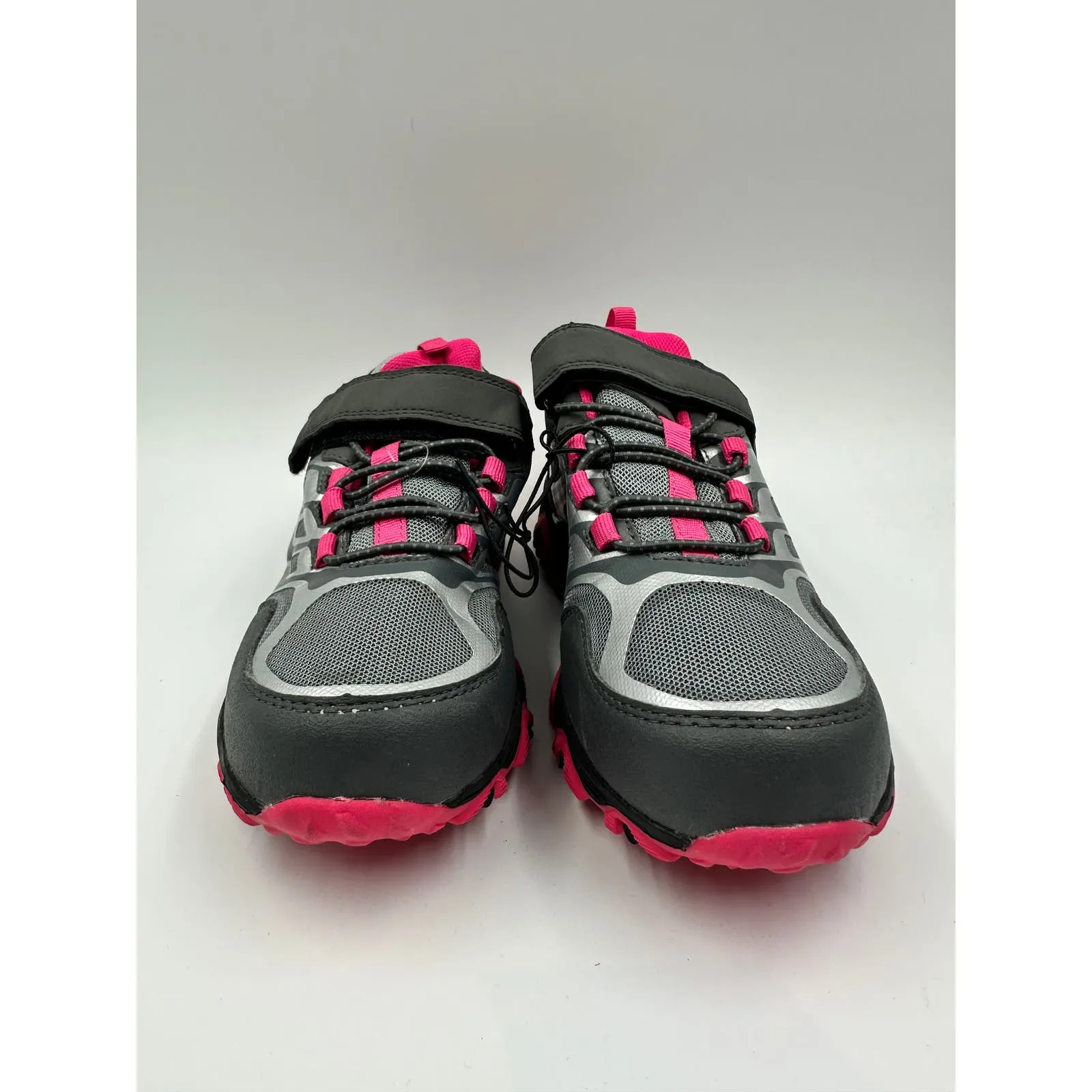 Big Kid Size 3.5, Gray Low Top Hikers w/ Silver & Pink Accents and Rugged Tread