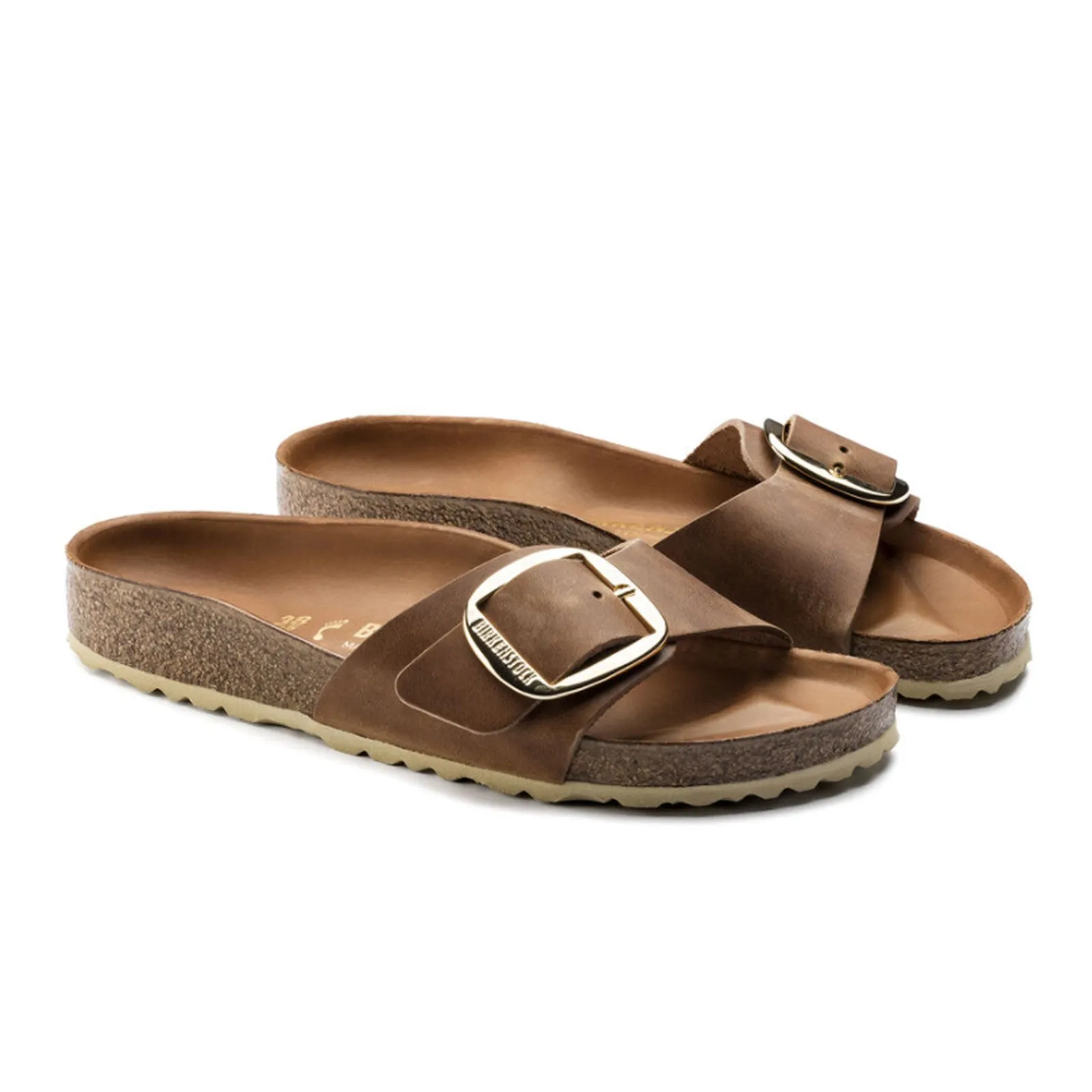 Birkenstock Madrid Big Buckle Narrow Slide Sandal (Women) - Cognac Leather