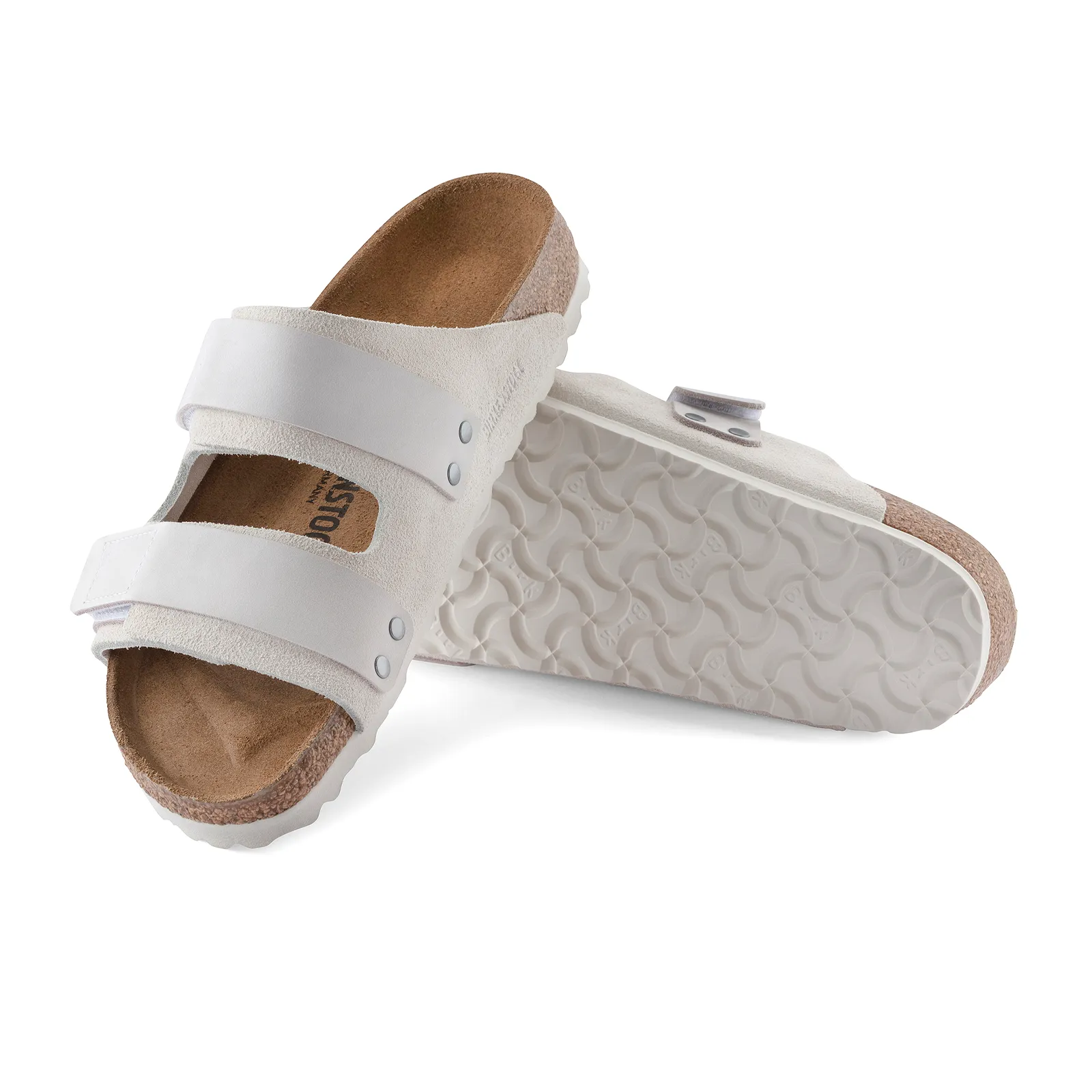 Birkenstock Uji Narrow Slide Sandal (Women) - Antique White Suede/Antique White Nubuck