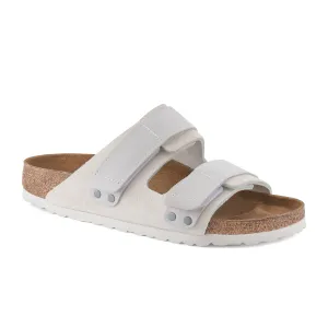 Birkenstock Uji Narrow Slide Sandal (Women) - Antique White Suede/Antique White Nubuck