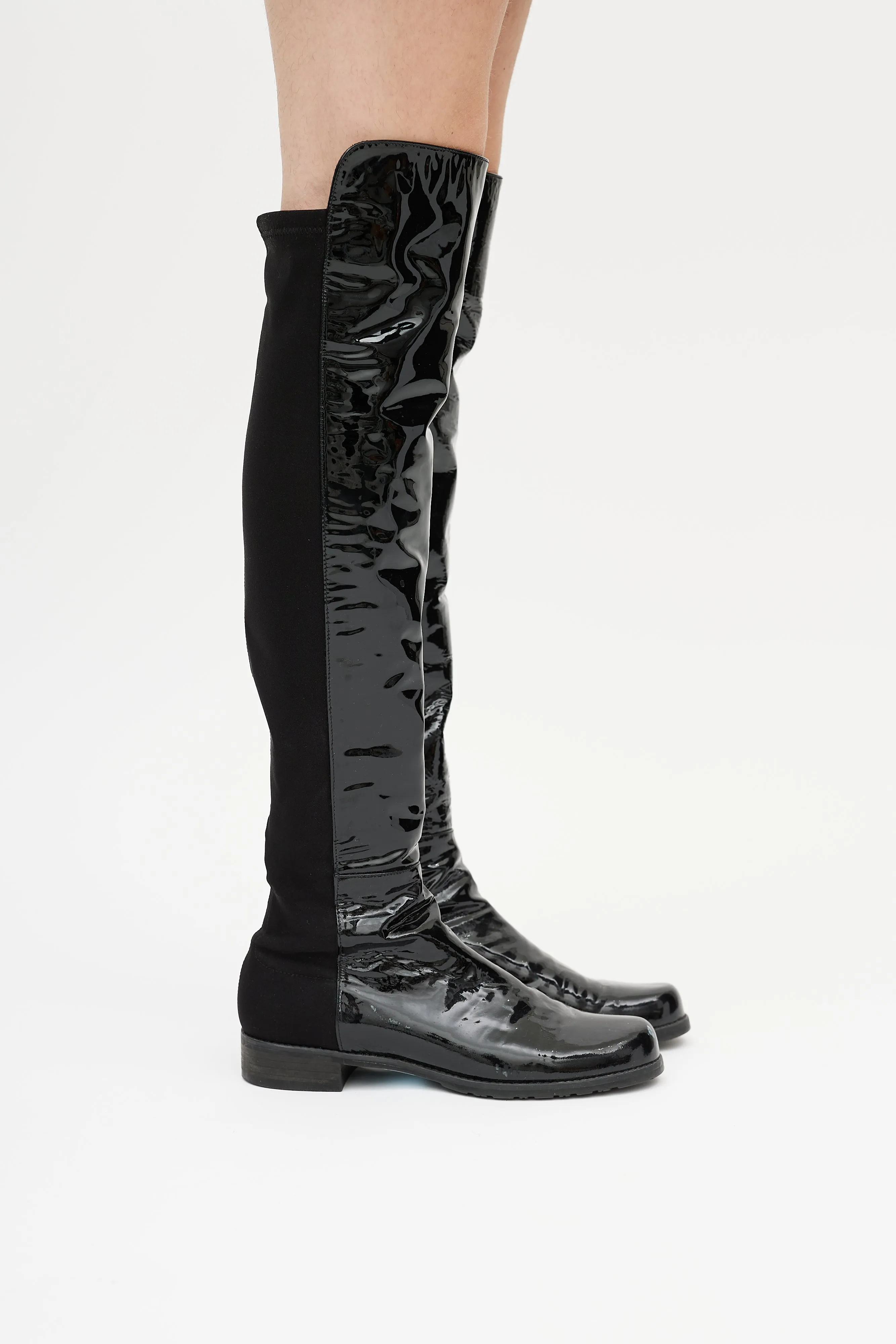 Black 5050 Patent Leather Knee High Boot