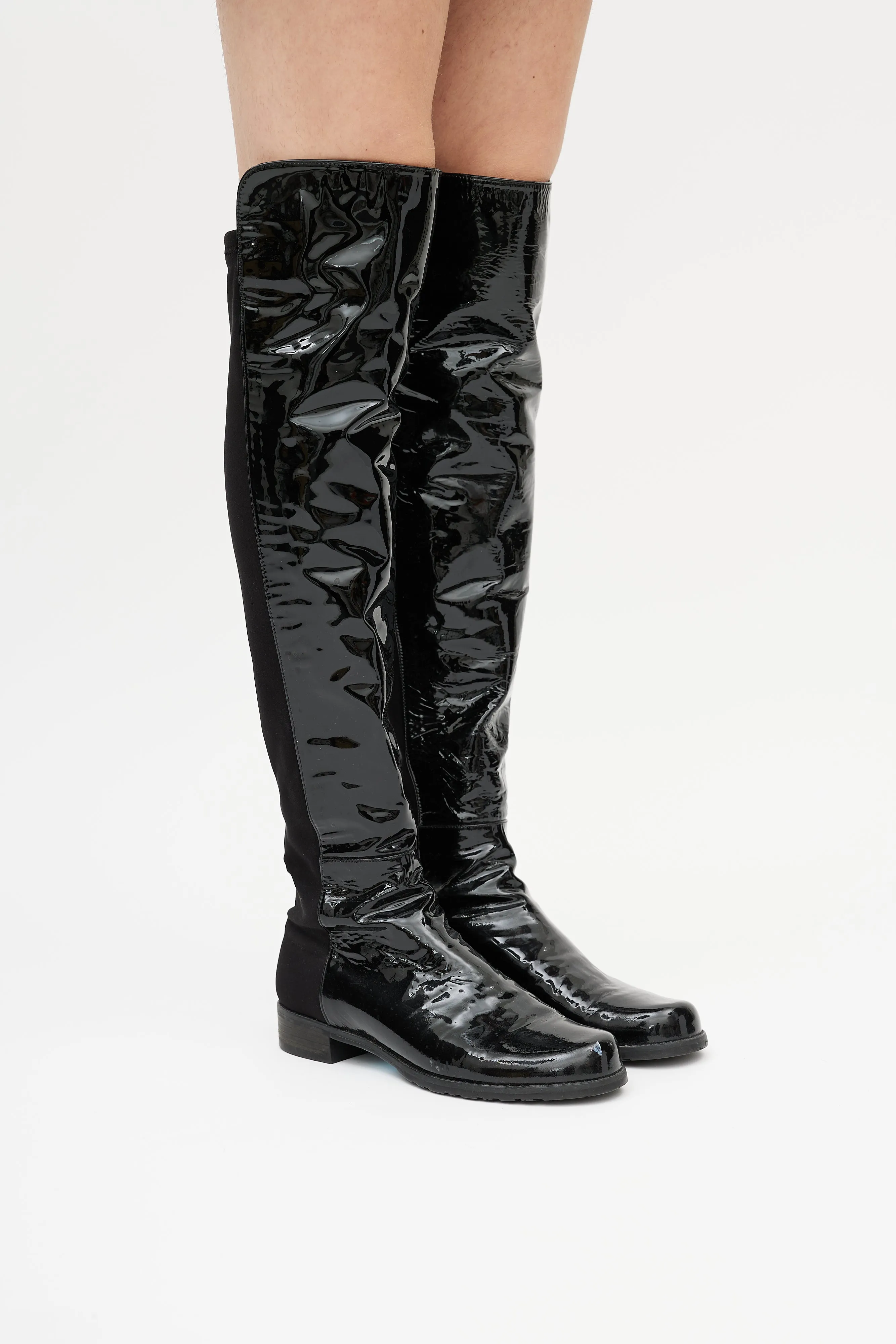 Black 5050 Patent Leather Knee High Boot