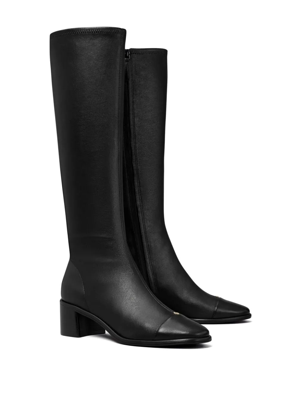 Black Nappa Leather Knee High Boots