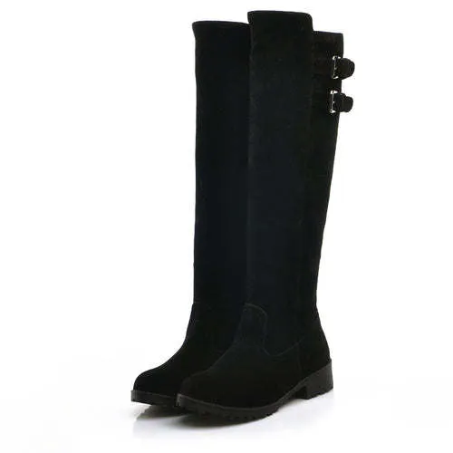 Buckle Low Heels Winter Knee High Boots