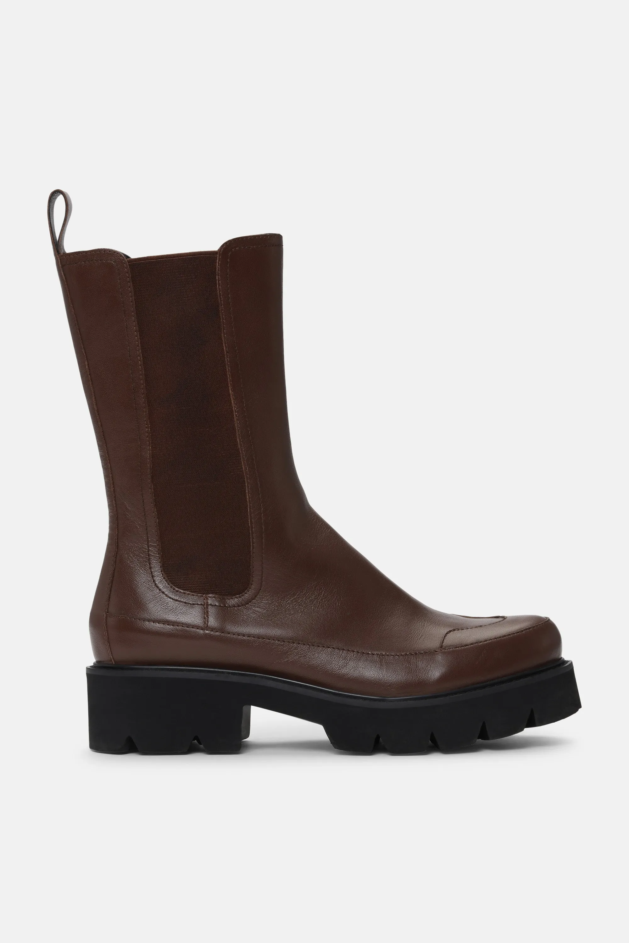 Calf Length Boots - Dark Cognac