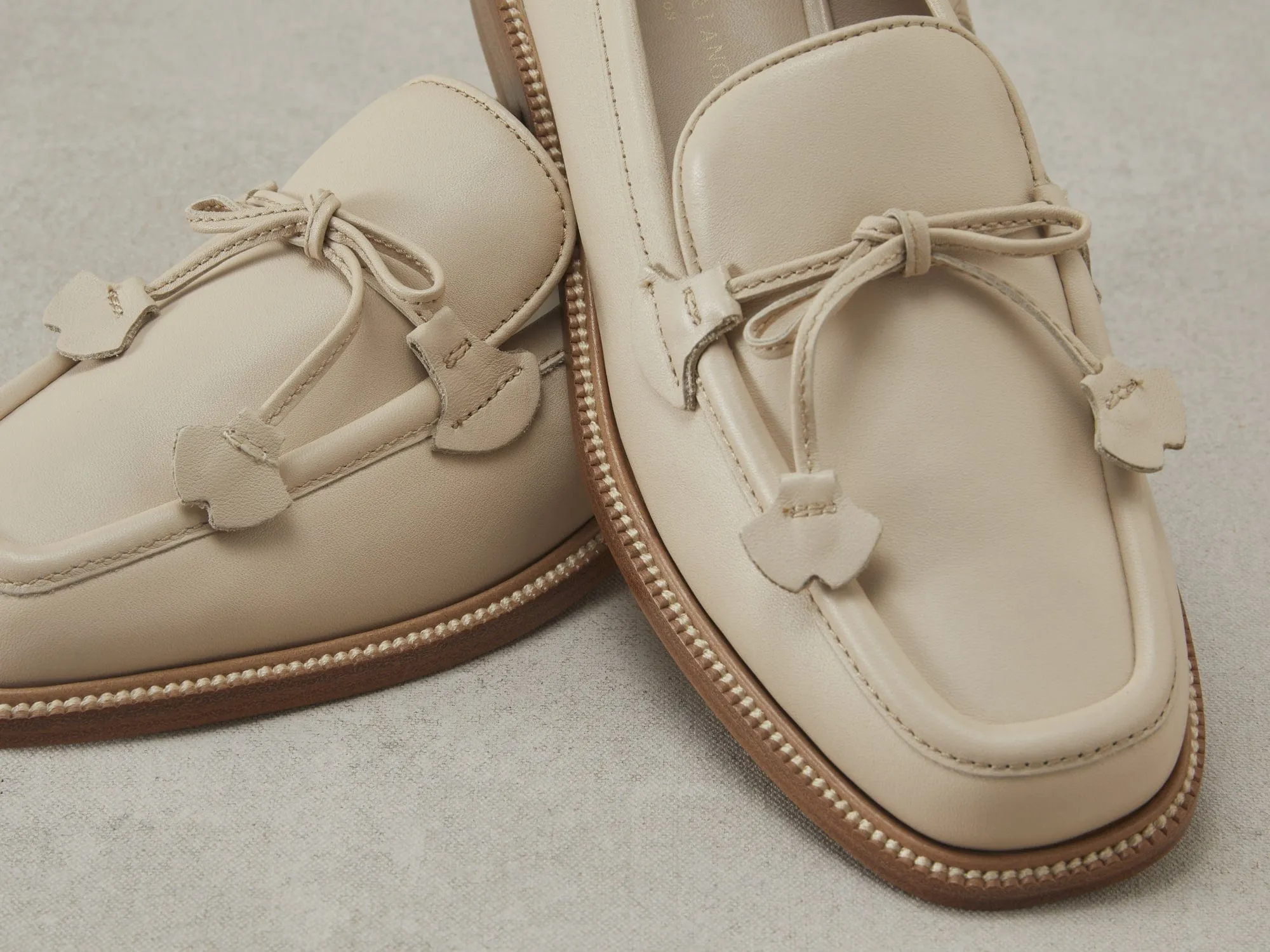 Charlotte Lace Loafers in Latte Matt Calfskin