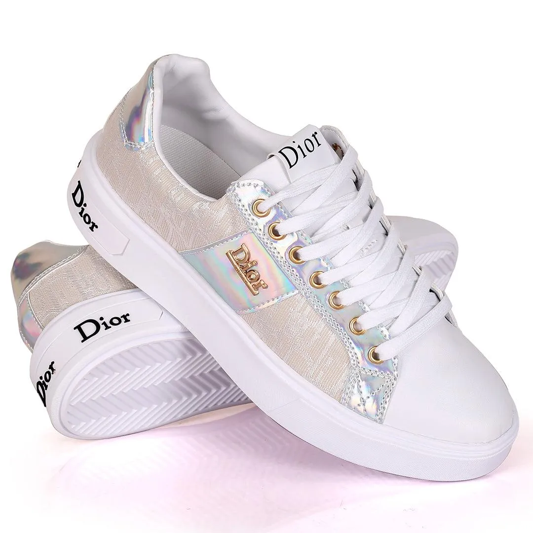 Christ Dio Logo Crested Designed White Sole Lace Up Sneakers