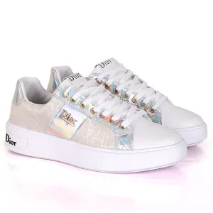 Christ Dio Logo Crested Designed White Sole Lace Up Sneakers