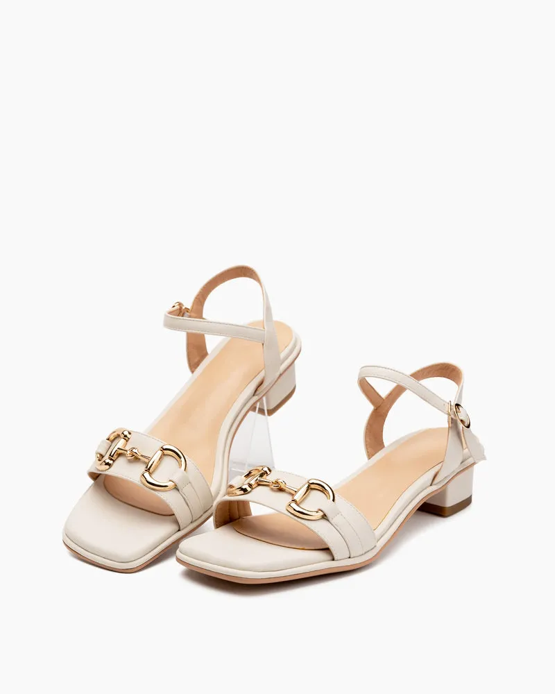 Classic Metal Buckle Minimalist Solid Color Flat Sandals