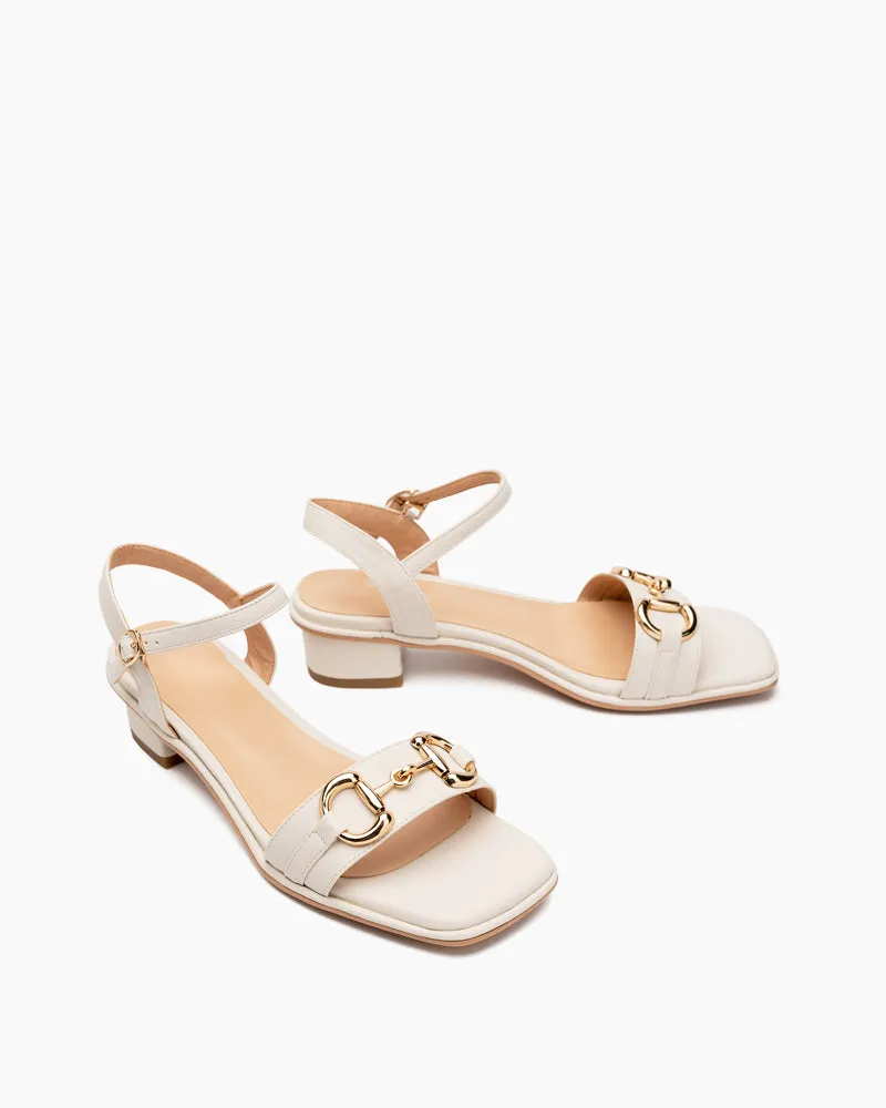 Classic Metal Buckle Minimalist Solid Color Flat Sandals