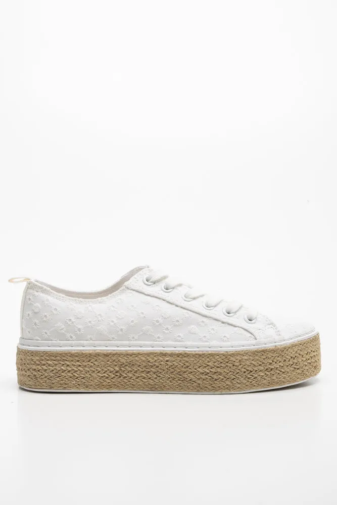 Crochet Espadrille Sneaker White