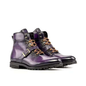 DapperFam Everest in Purple Men's Hand-Painted Patina Hiking Boot