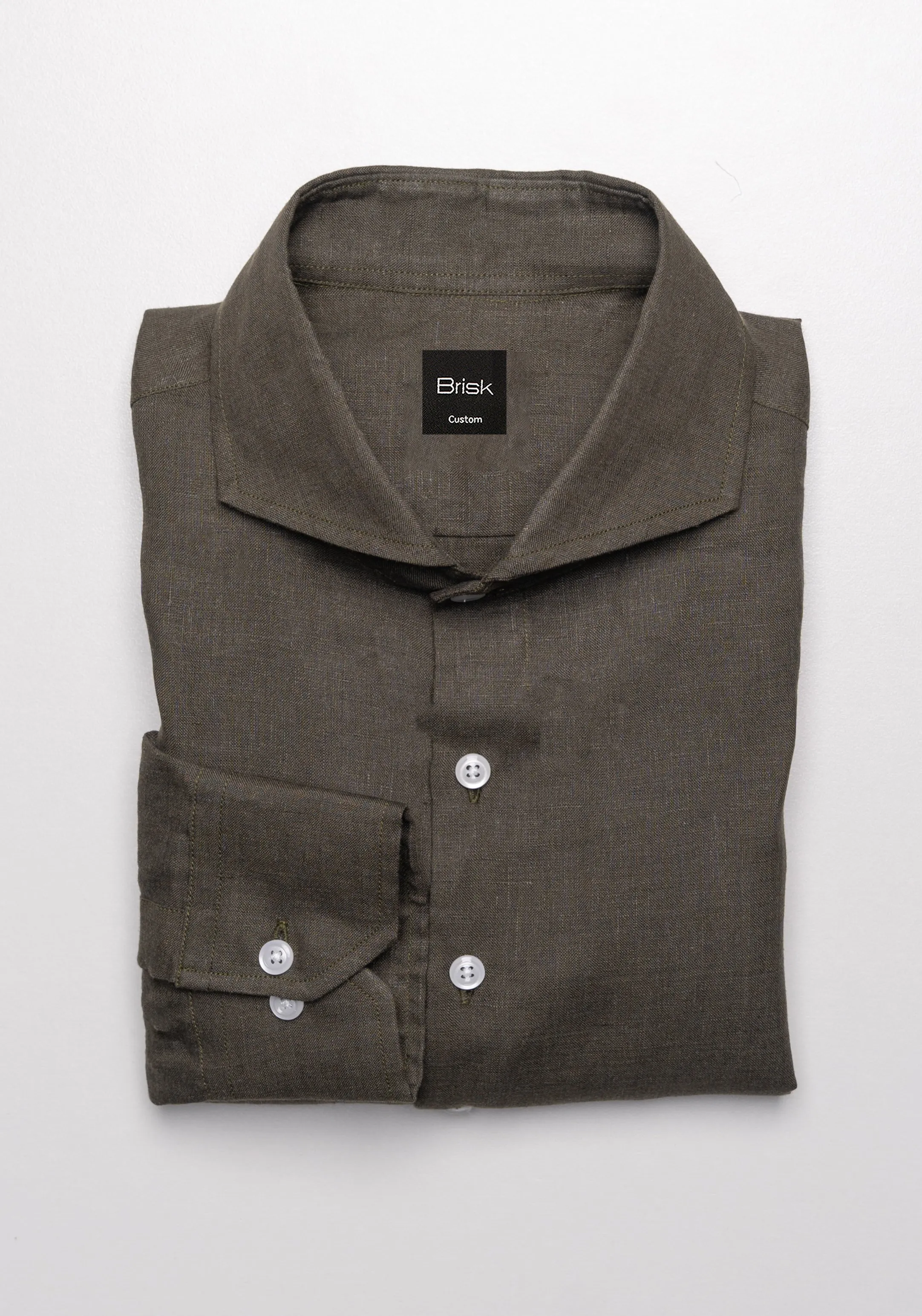 Dark Army Green Irish Linen Shirt