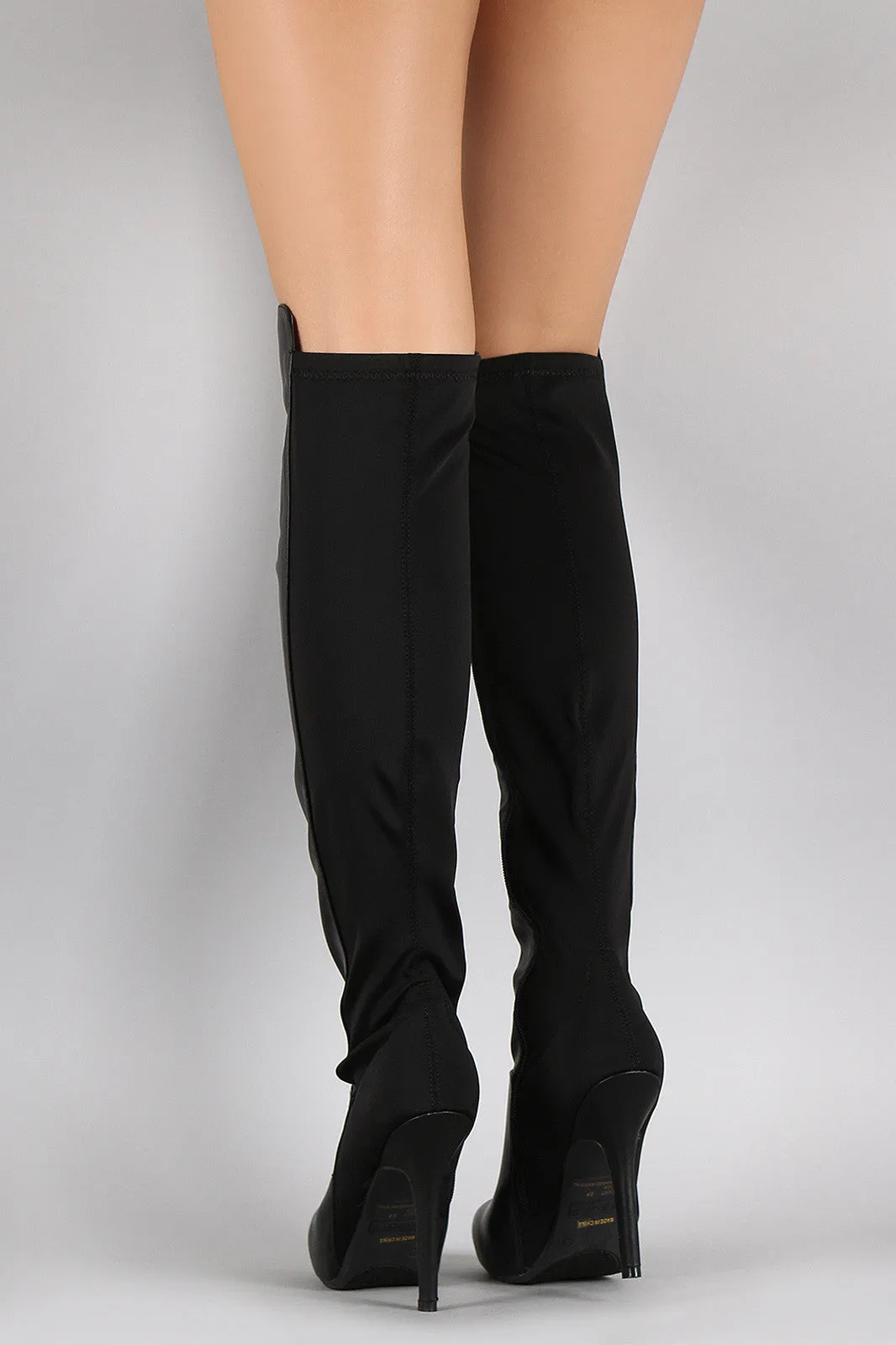 Dollhouse Contrast Panel Stiletto Over-The-Knee Boots