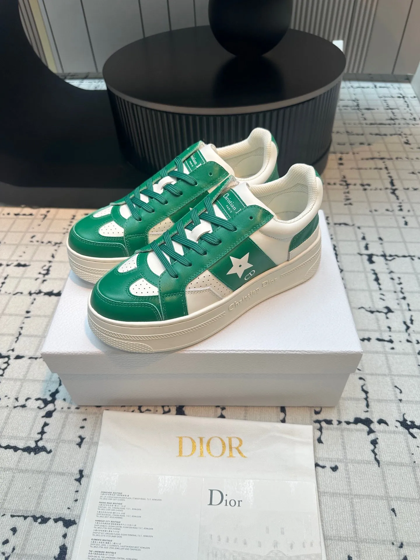 DOR Star Platform Sneaker Green Calfskin and Suede-163