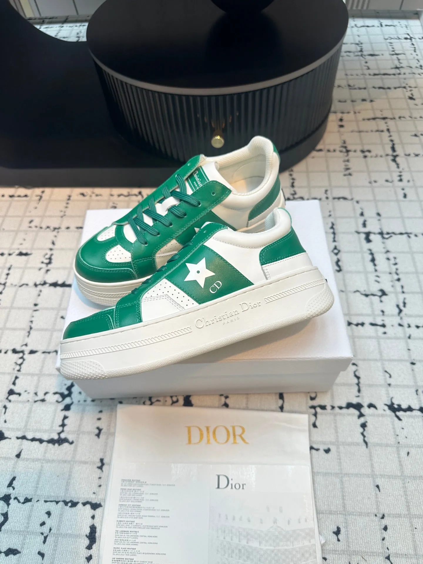 DOR Star Platform Sneaker Green Calfskin and Suede-163