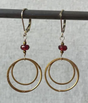 Double Circle Garnet Earrings