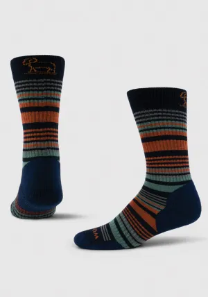 Everyday Crew Socks Light Cushion - Deep Navy Stripe