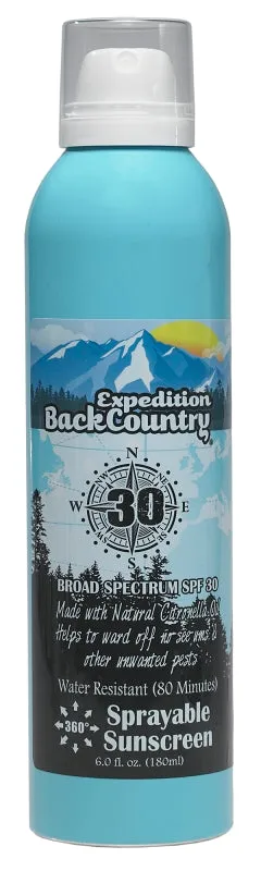 Expedition BackCountry BC91326 Broad Spectrum Sprayable Sunscreen, Light Citronella, 6 oz :EA: QUANTITY: 1