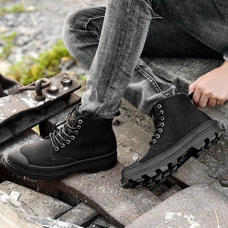 Fashion Business Men's Casual Shoes Lace Up Black Ankle Boots JOS0132