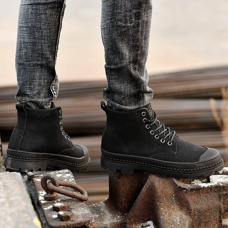 Fashion Business Men's Casual Shoes Lace Up Black Ankle Boots JOS0132