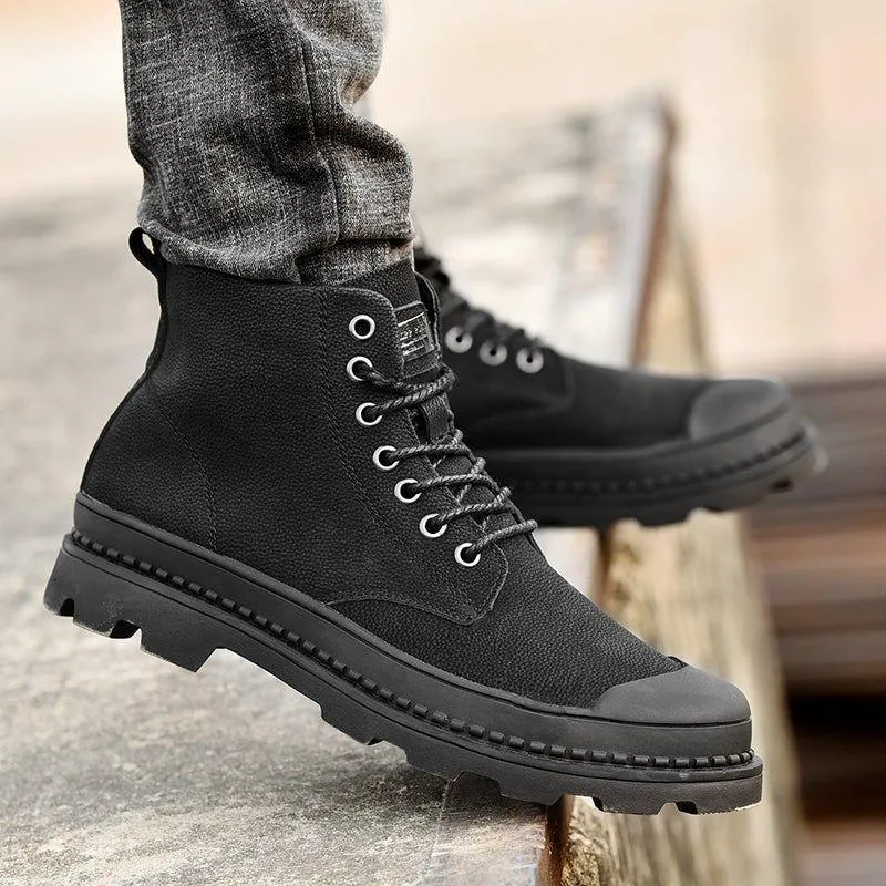 Fashion Business Men's Casual Shoes Lace Up Black Ankle Boots JOS0132