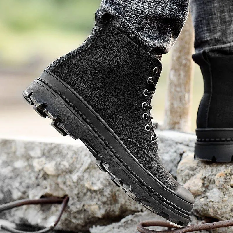 Fashion Business Men's Casual Shoes Lace Up Black Ankle Boots JOS0132