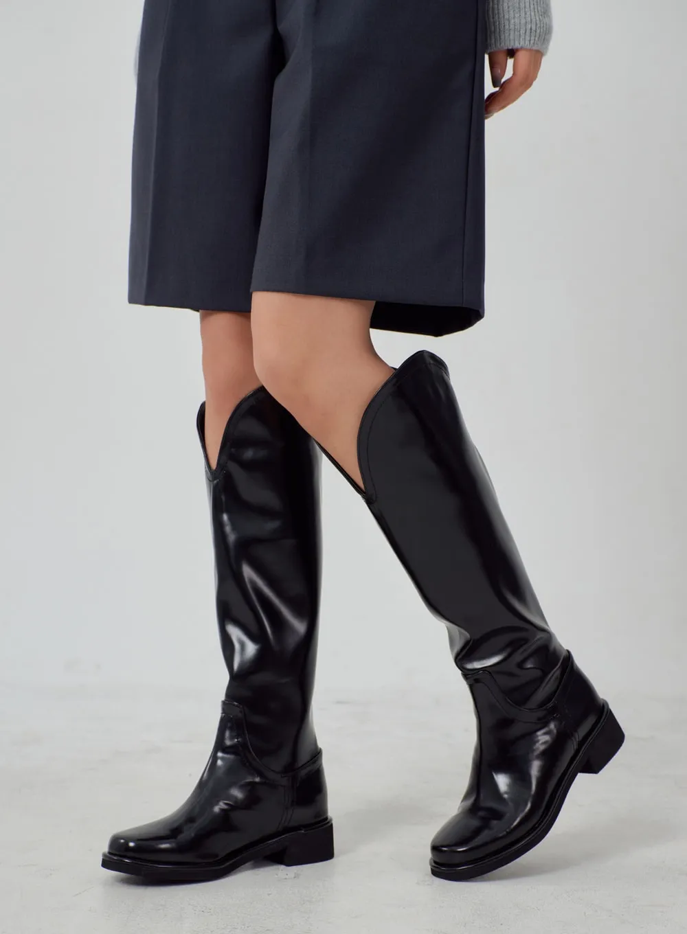 Faux Leather Knee High Boots IM315