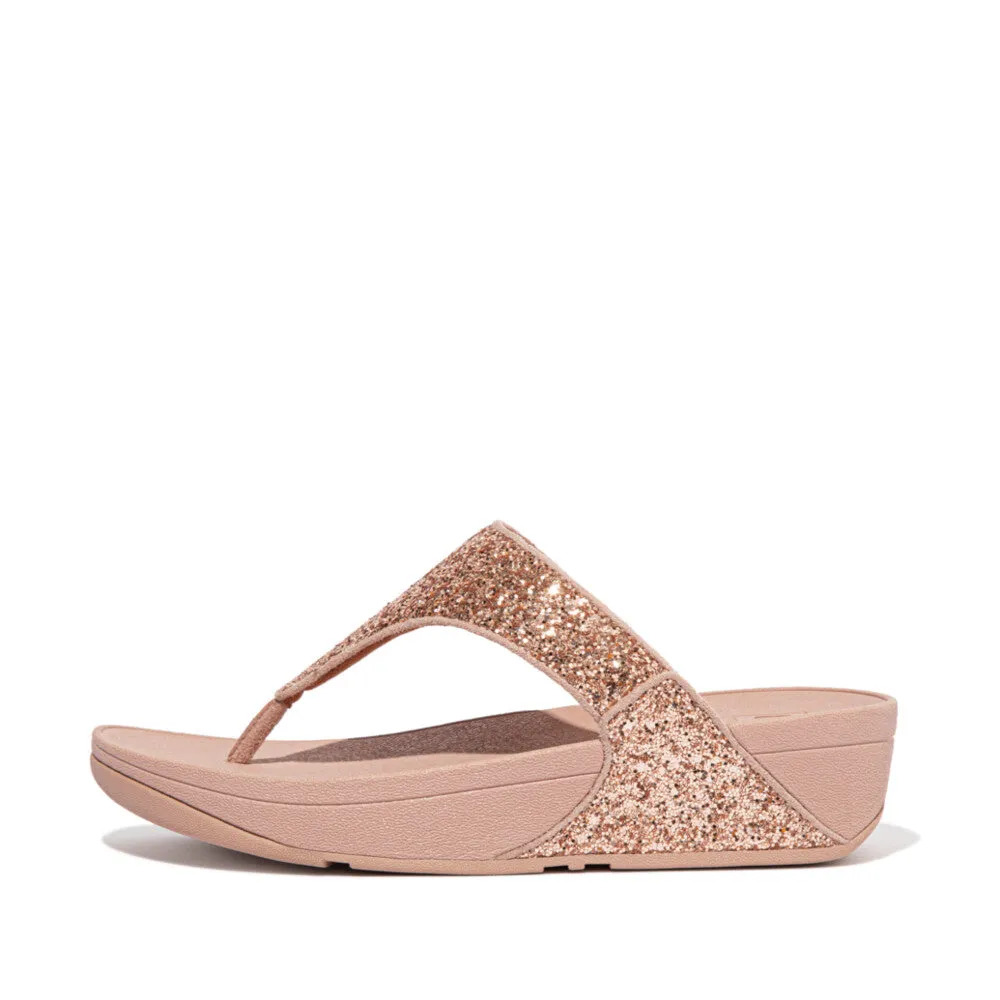 FitFlop Lulu Glitter Toe Post Sandals Rose Gold