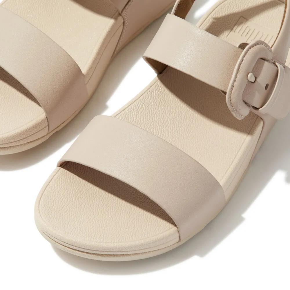 Fitflop Lulu Leather Covered Buckle Back Strap Sandal Stone Beige