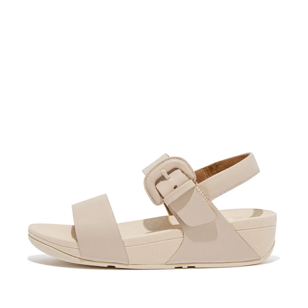 Fitflop Lulu Leather Covered Buckle Back Strap Sandal Stone Beige